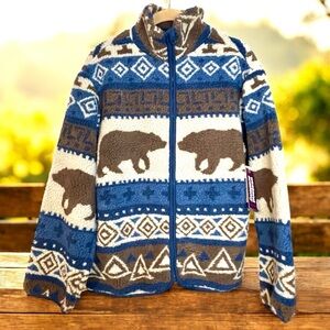 New boys 14/16 fleece Sherpa outdoor zip up jacket with pockets